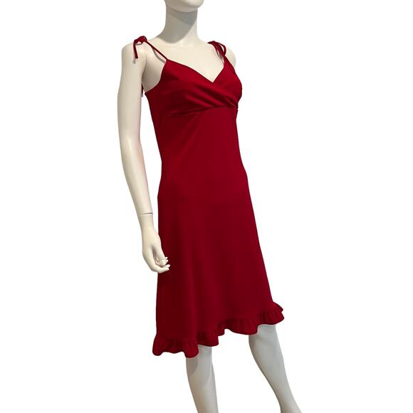 Vintage Express 90s Red Slinky Ruffle Hem Date Night Dress, Sz 5/6 S - Picture 1 of 6